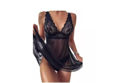 Camisón De Encaje Transparente Para Mujer, Ropa Interior