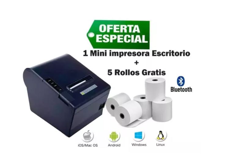 Impresora Térmica Boleta 80mm Corte Automático + 5 Rollos