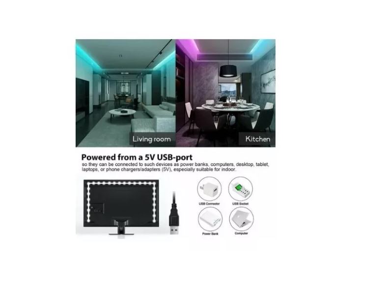 Cinta Tira Luz Led Control Rgb 5050 Bluetooth 2 Metros