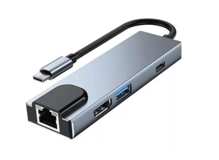 Hub Tipo C 6 En 1 Adaptador Con Puerto Ethernet Hdmi Sd Tf