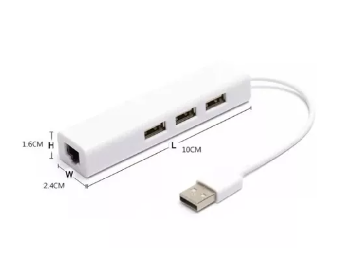 Adaptador Hub Usb 2.0 A Ethernet Red Lan Rj45 + 3 Usb A 2.0