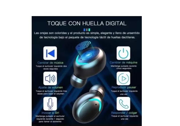 Audífonos In-ear Gamer Inalámbricos Bluetooth F9-5 Negro Con Luz Azul Marino