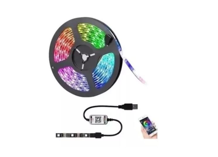 Cinta Tira Luz Led Control Rgb 5050 Bluetooth 5 Metros Ip65