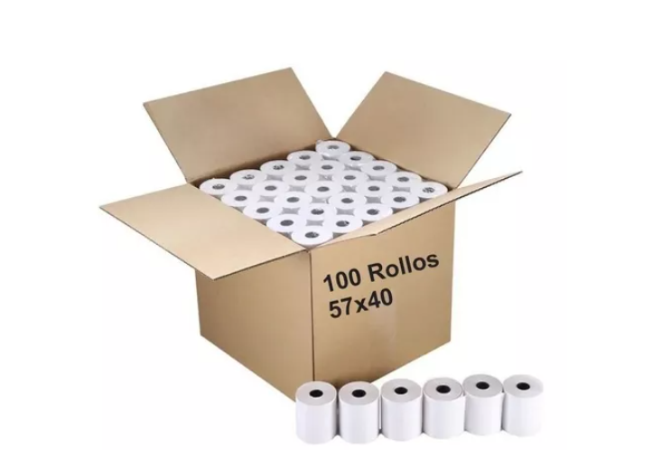 Caja 100 Rollos Papel Térmico 58mm 57mm X 40m